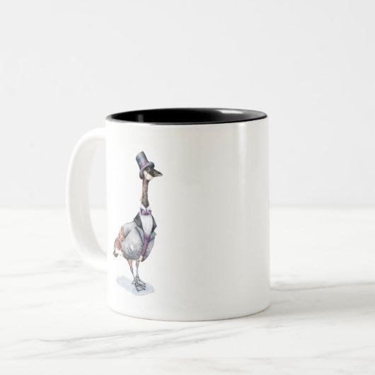 上ビクトリアン帽のガチョウ ツートーンマグカップ (正面左)