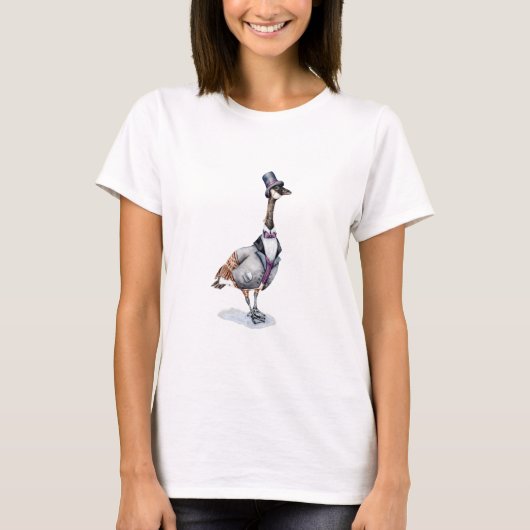 上ビクトリアン帽のガチョウ Tシャツ (正面)