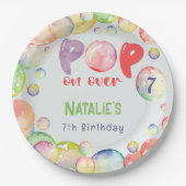 上ポップ・アートのだ！シャボン玉の誕生日キッド ペーパープレート (正面)