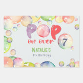 上ポップ・アートのだ！シャボン玉の誕生日キッド ラッピングペーパーシート (正面)