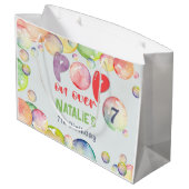 上ポップ・アートのだ！シャボン玉の誕生日キッド ラージペーパーバッグ (裏面アングル)