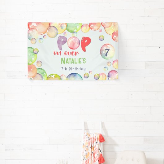 上ポップ・アートのだ！シャボン玉の誕生日キッド 横断幕 (インサイチュ)