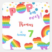 上ポップ・アートのだ!パステルポップ・アートのイット誕生日キッズ スクエアシール (正面)