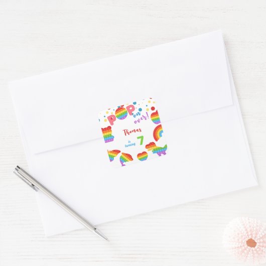 上ポップ・アートのだ!パステルポップ・アートのイット誕生日キッズ スクエアシール (封筒)