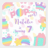 上ポップ・アートのだ！パステルポップ・アートのイット誕生日キッズ スクエアシール (正面)