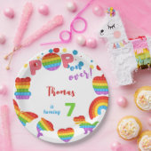 上ポップ・アートのだ！パステルポップ・アートのイット誕生日キッズ ペーパープレート (パーティー)
