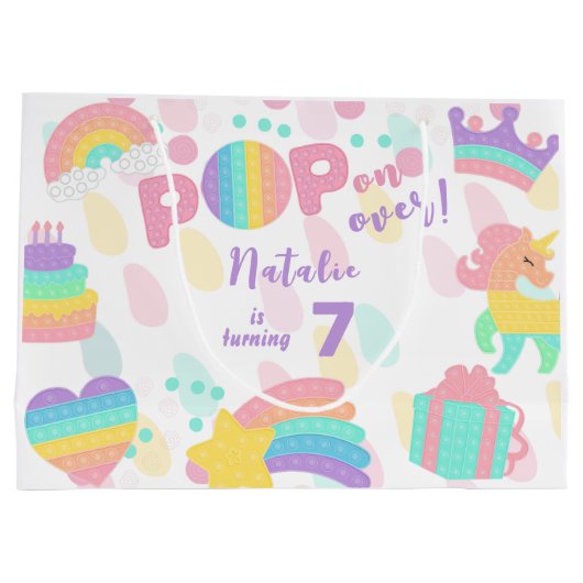 上ポップ・アートのだ！パステルポップ・アートのイット誕生日キッズ ラージペーパーバッグ (裏面)