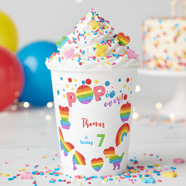 上ポップ・アートのだ！パステルポップ・アートのイット誕生日キッズ 紙コップ