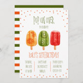 上ポップ・アートのだ!ポプシクルをテーマにした誕生日パーティー 招待状 (正面/裏面)