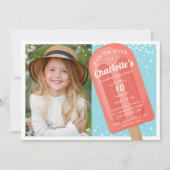 上ポップ・アートのに | Popsicle夏の子供の誕生日パーティー 招待状 (正面)