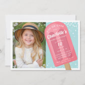 上ポップ・アートのに | Popsicle夏の子供の誕生日パーティー 招待状 (正面)