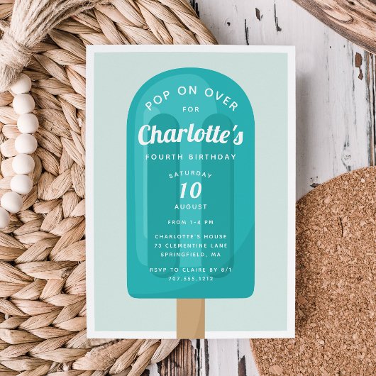 上ポップ・アートのに | Popsicle夏の子供の誕生日パーティー 招待状