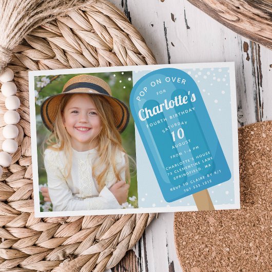 上ポップ・アートのに | Popsicle夏の子供の誕生日パーティー 招待状