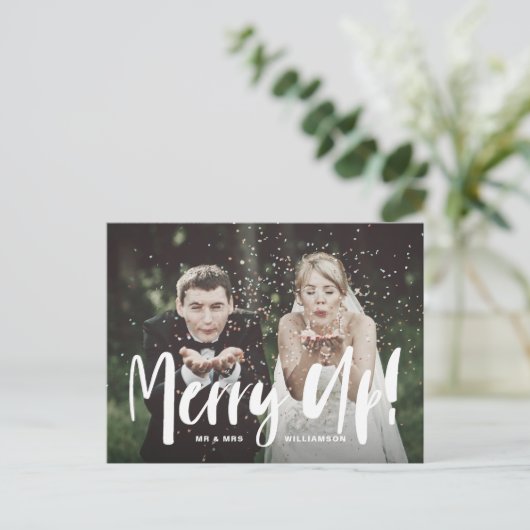 上メリーがれ！ |新婚のクリスマス写真 シーズンポストカード (スタンド正面)