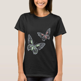 上ラインストーンのButterflysのダイヤモンドの女性 Tシャツ
