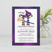 上下逆おもしろいの魔女の脚ハローウィンパーティ 招待状 (スタンド正面)