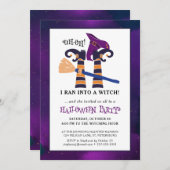 上下逆おもしろいの魔女の脚ハローウィンパーティ 招待状 (正面/裏面)