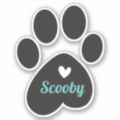 上下逆の印刷ハートと名前 シール (正面)