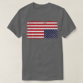 上下逆アメリカ国旗の遭難統一された州U Tシャツ (デザイン正面)