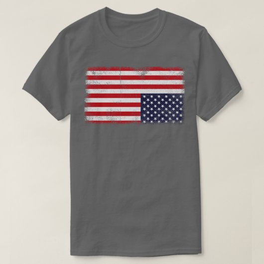上下逆アメリカ国旗の遭難統一された州U Tシャツ (デザイン正面)