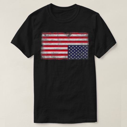 上下逆アメリカ国旗の遭難統一された州U Tシャツ (デザイン正面)