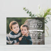 上付きタイポグラフィックのクリスマスフォトグリーティング シーズンカード (スタンド正面)