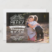 上付きタイポグラフィックのクリスマスフォトグリーティング シーズンカード (正面)