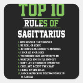 上位10規則の射手座誕生日占星術 スクエアシール (正面)