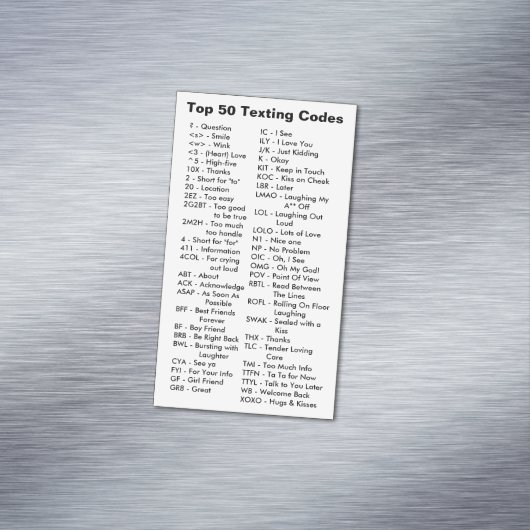 上位50個のメールや文字を打つ·コード·マグネット·カード マグネット名刺 (インサイチュ)