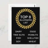 上位8アレルゲン一覧食品アレルギー認識度 ポストカード (正面/裏面)