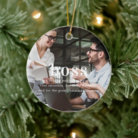 上司への思い出のクリスマスフォト記念品 セラミックオーナメント (ツリー)