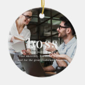 上司への思い出のクリスマスフォト記念品 セラミックオーナメント (正面)