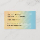 上向きの図表の青く黄色い財務顧問 名刺 (裏面)