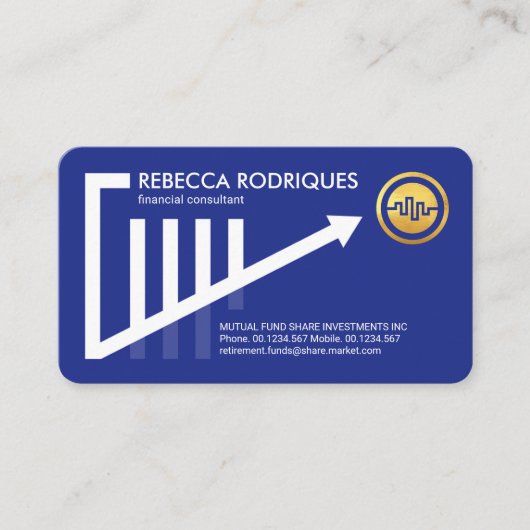 上向きスタイリッシュトレンド共有グラフ財務 名刺 (正面)