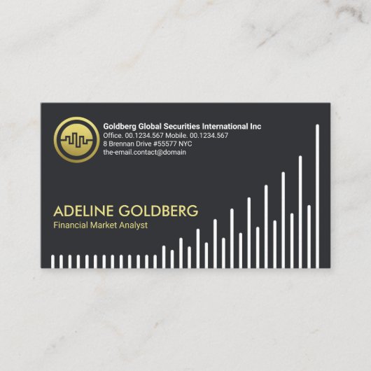 上向きトレンド株式市場グラフ除・売却アドバイザ 名刺 (正面)