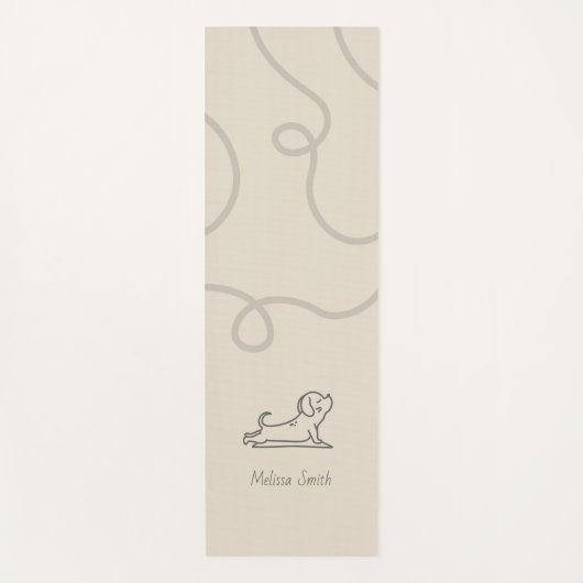 上向きドッグポーズパピミニマルベージュカスタム ヨガマット (正面)