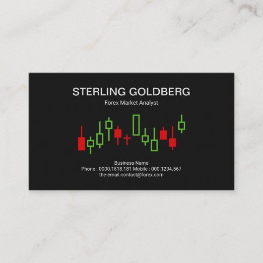 上向き移動株式取引所グラフ為替ディーラー 名刺 (正面)