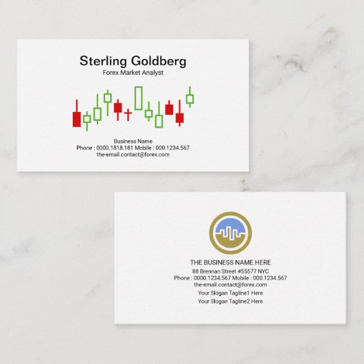 上向き移動株式取引所財務グラフ 名刺 (正面/裏面)