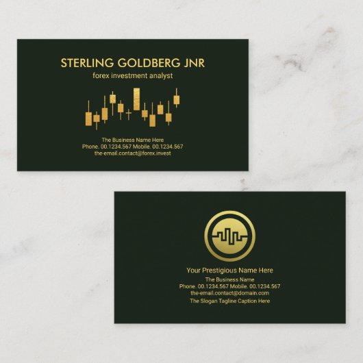 上向き金ゴールド証券取引トレンド融資 名刺 (正面/裏面)