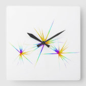 上向カラフルき花火 スクエア壁時計 (正面)