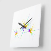 上向カラフルき花火 スクエア壁時計 (傾斜)