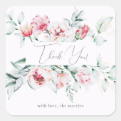 上品でおしゃれな花の感謝カード スクエアシール (正面)