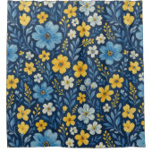 上品でみすぼらしいシックなフランスのフローラアートパターンデュベット シャワーカーテン (正面)