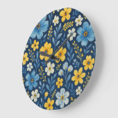 上品でみすぼらしいシックなフランスのフローラアートパターンデュベット ラージ壁時計 (傾斜)