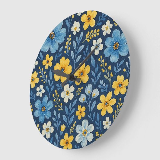 上品でみすぼらしいシックなフランスのフローラアートパターンデュベット ラージ壁時計 (傾斜)