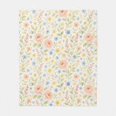 上品でみすぼらしいシックなフランスのフローラアートパターン フリースブランケット (正面)