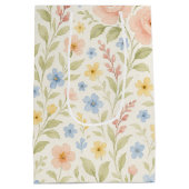 上品でみすぼらしいシックなフランスのフローラアートパターン ミディアムペーパーバッグ (裏面)