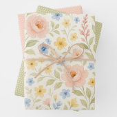 上品でみすぼらしいシックなフランスのフローラアートパターン ラッピングペーパーシート (インサイチュ)