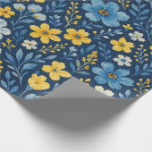 上品でみすぼらしいシックなフランスのフローラアートパターン ラッピングペーパー (角)