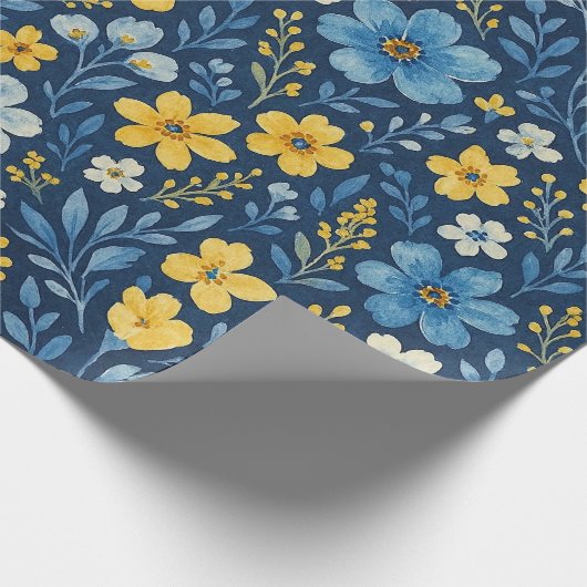上品でみすぼらしいシックなフランスのフローラアートパターン ラッピングペーパー (角)